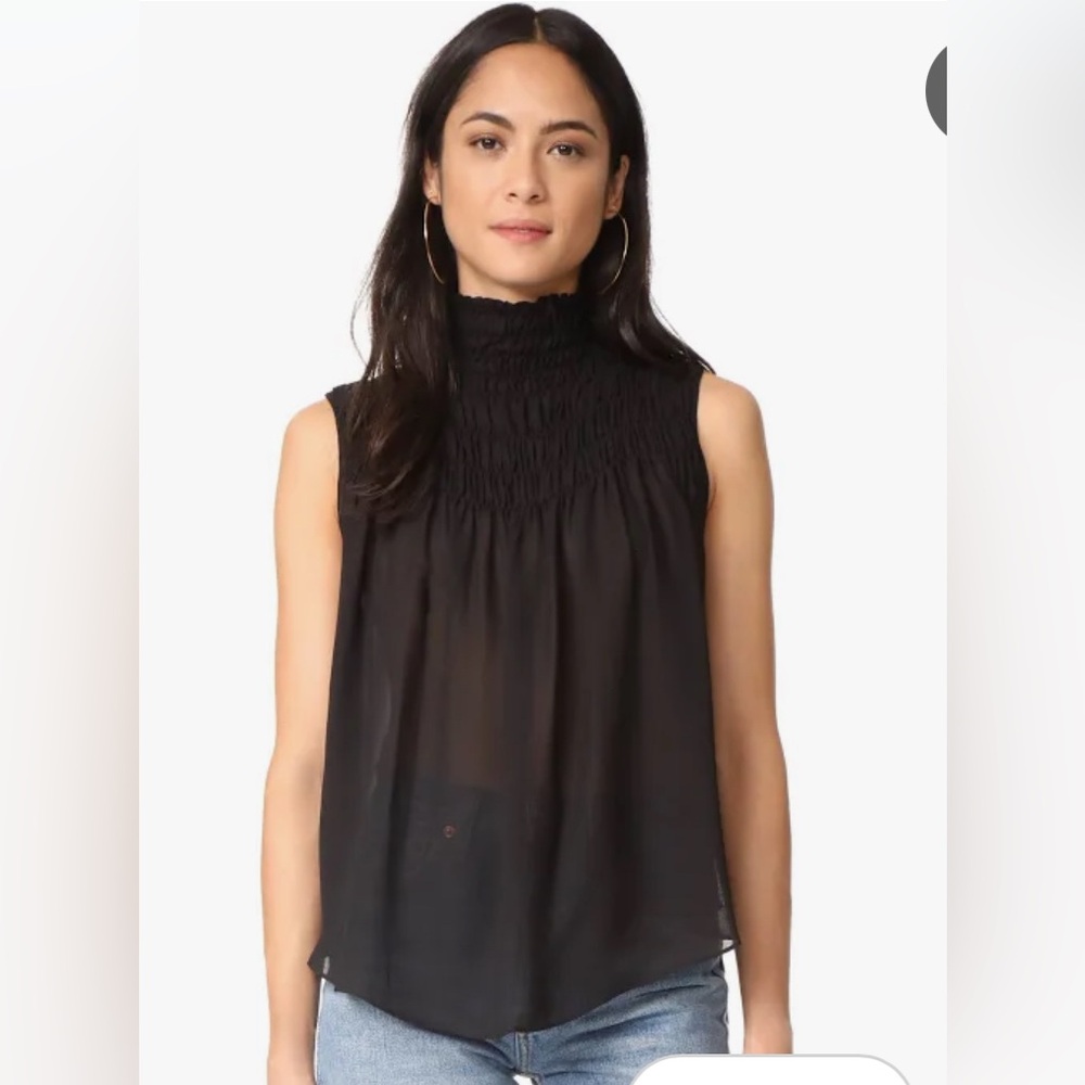 Frame High-neck Sleeveless Smoked Top